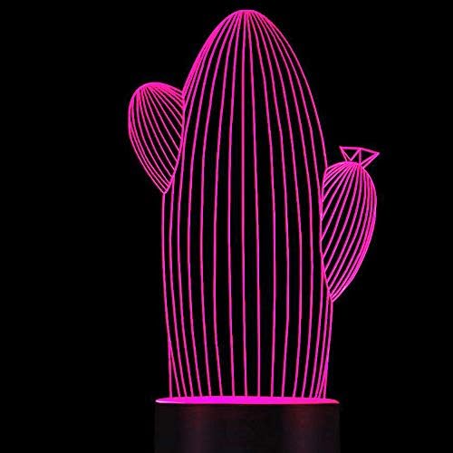 3D Cactus Flower Light LED Touch Switch Touch Decor Desk Desk Optical Illusion Lamps 7 สีเปลี่ยนสีไฟ LED LED