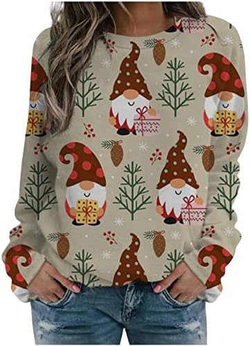 Fandream น่ารักเสื้อสเวตเตอร์สำหรับผู้หญิง Merry Christmas Crewneck เสื้อยืดหนา ๆ