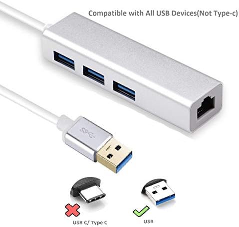 3 ฮับพอร์ต USB พร้อม RJ45 LAN อะแดปเตอร์แล็ปท็อปอีเธอร์เน็ต Dock Network Extender สำหรับ MacBook Air Pro/Surface