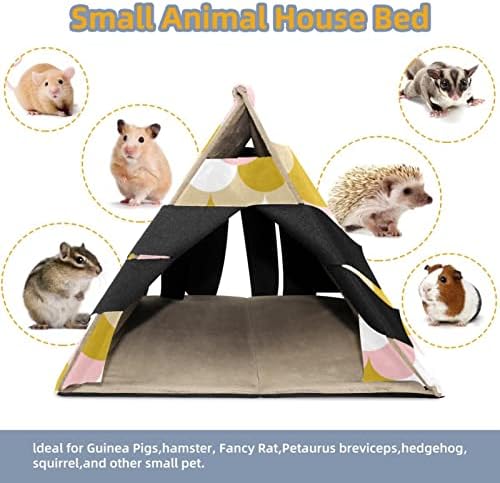 Y-DSIWX Guinea Pig Hideout House Bed, Scales ปลากุหลาบพื้นหลังทองคำลวดลายรูปแบบกระต่าย, กระรอกหนูแฮมสเตอร์ Hedgehog