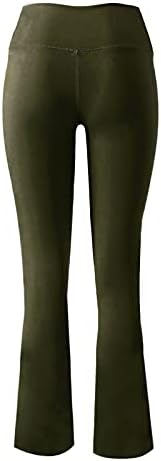 กางเกงโยคะ bootcut ของผู้หญิงกางเกงขายาวสำหรับผู้หญิงครอสโอเวอร์เอวสูงไม่มีกางเกงออกกำลังกายนุ่ม ๆ